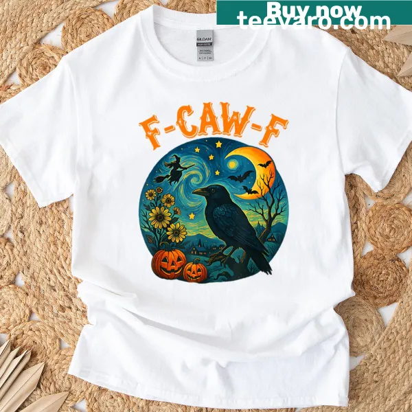 Gothic crow and floral design on a T-shirt