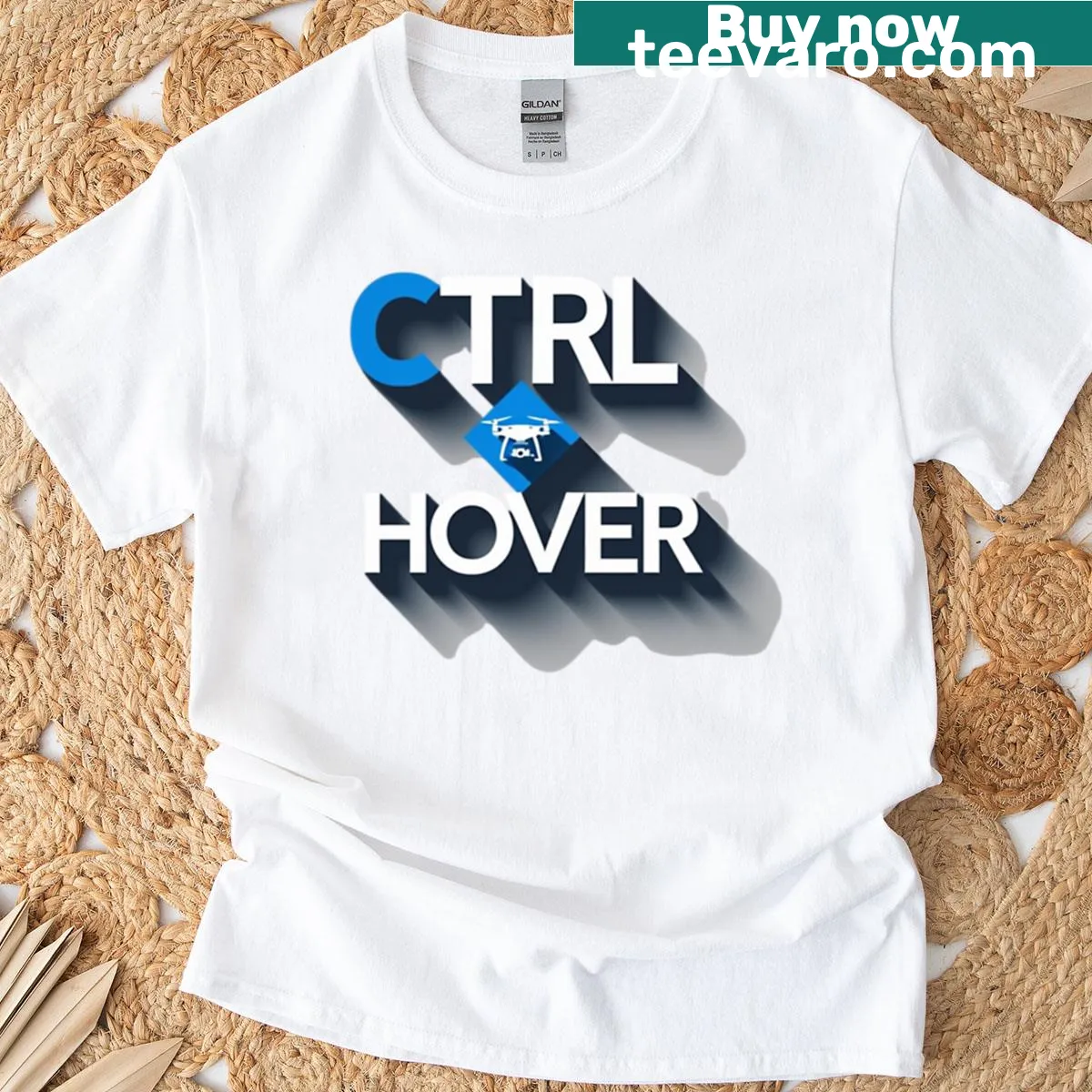 Witty t-shirt with 'Ctrl Hover' graphic in playful typography — on a men's t-shirt