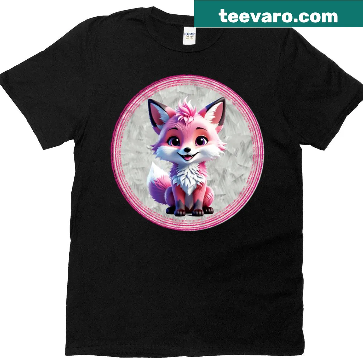 Cute pink fox graphic for everyday wear — on a men's t-shirt