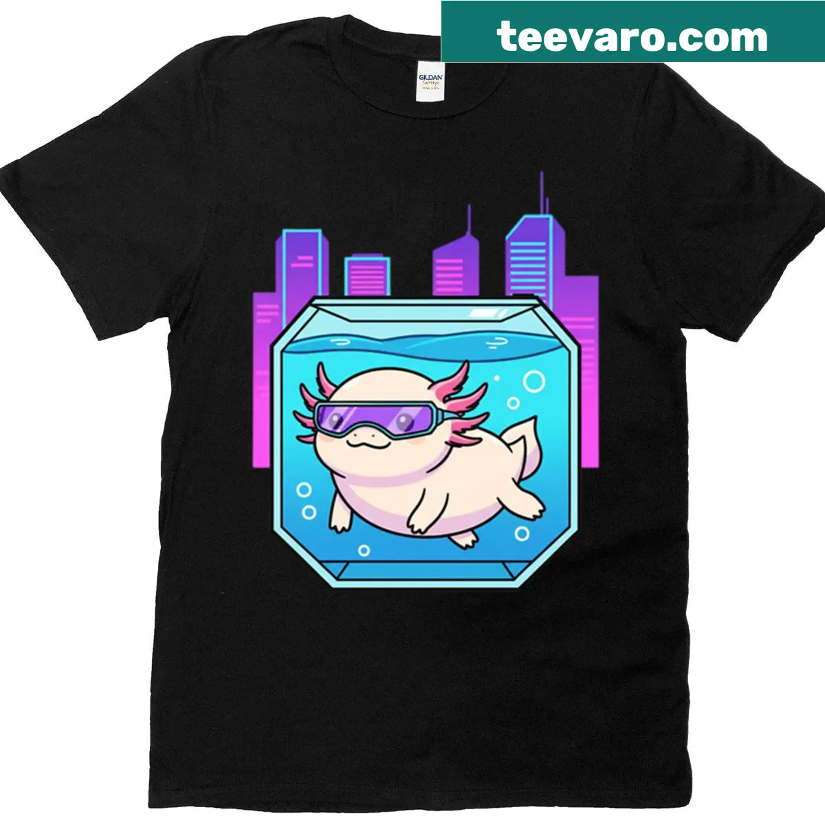 Cute axolotl design on a fun animal t-shirt — on a men's t-shirt