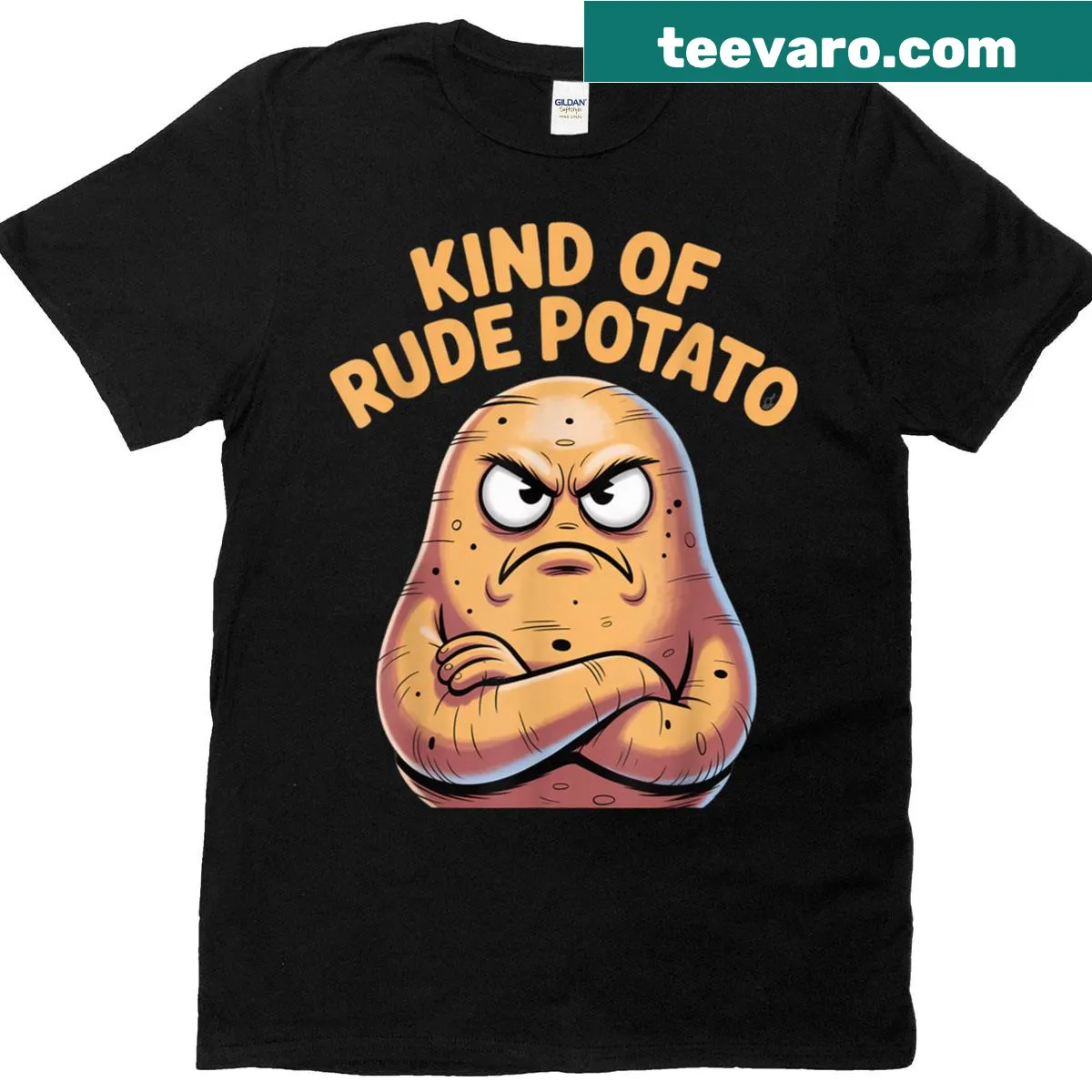 Cute potato shirt with sweet and rude potato designs. — on a men's t-shirt