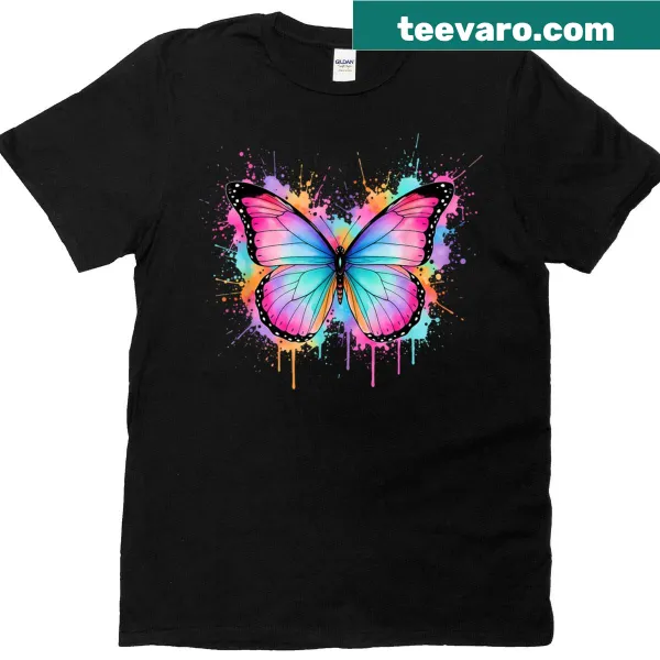 Watercolor butterfly graphic t-shirt with boho aesthetic