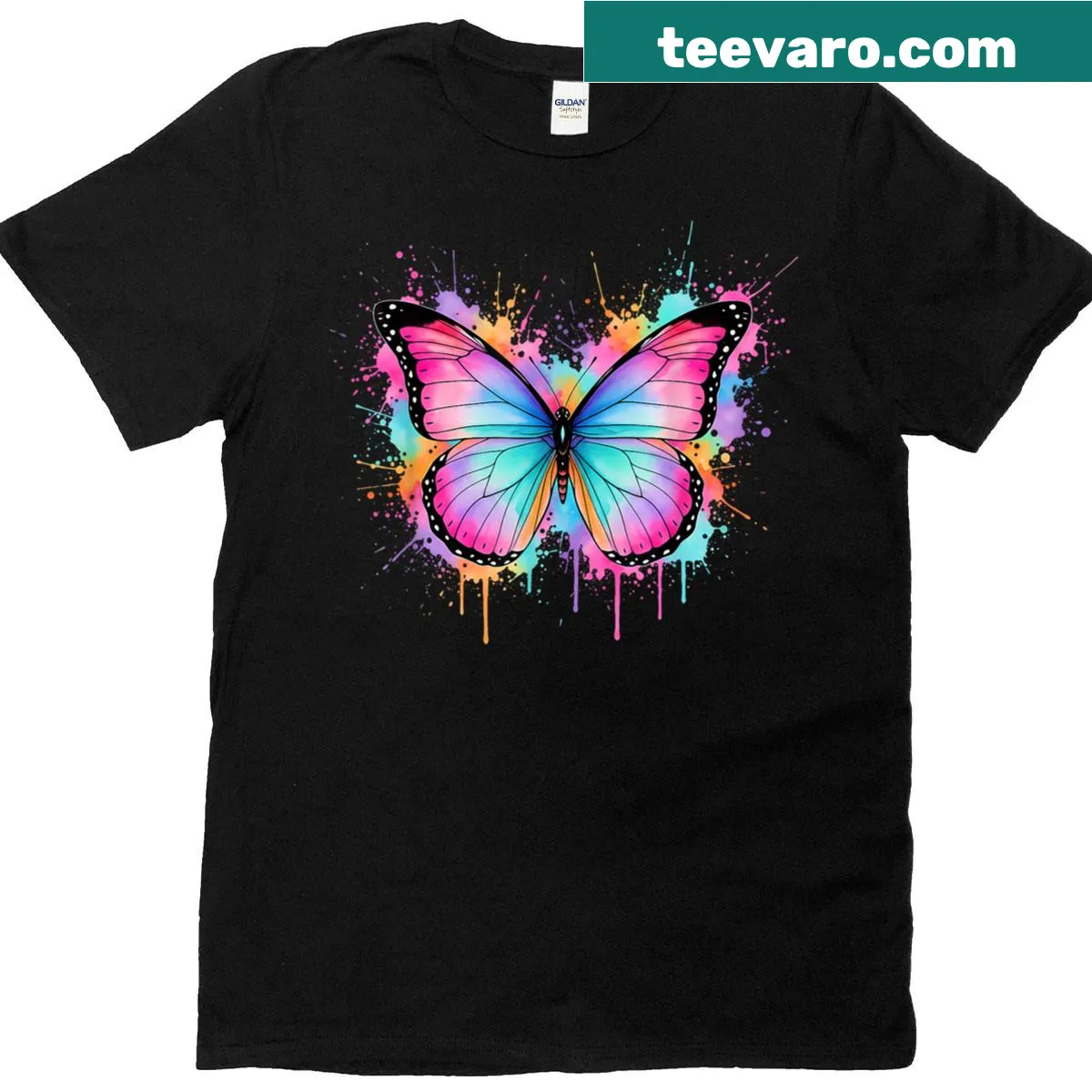 Watercolor butterfly graphic t-shirt with boho aesthetic — on a men's t-shirt