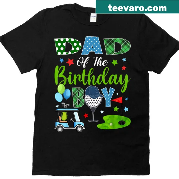 Graphic t-shirt for dads featuring golf and birthday theme