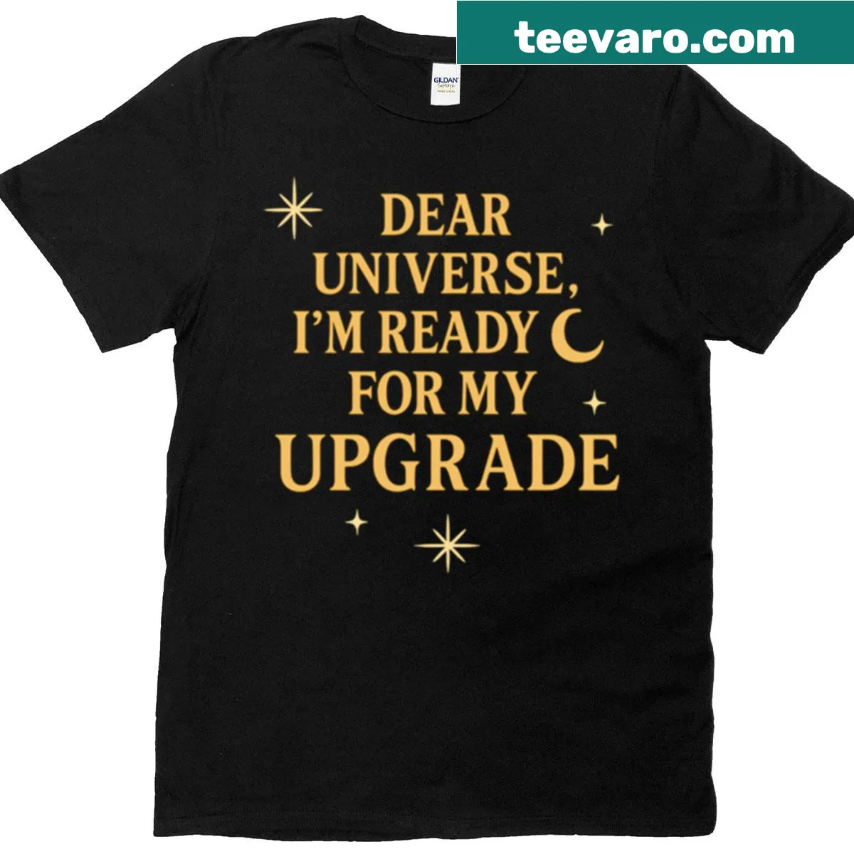 Inspirational shirt with text about being ready for an upgrade — on a men's t-shirt