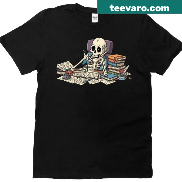 Skeleton coffee meme T-shirt with Do Not Disturb graphic