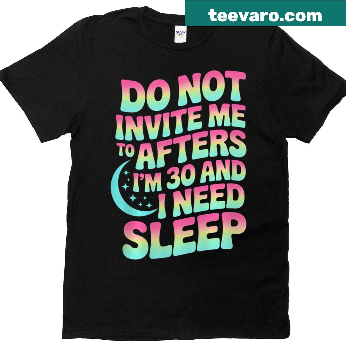 Playful typographic shirt expressing a need for sleep at age 30. — on a men's t-shirt