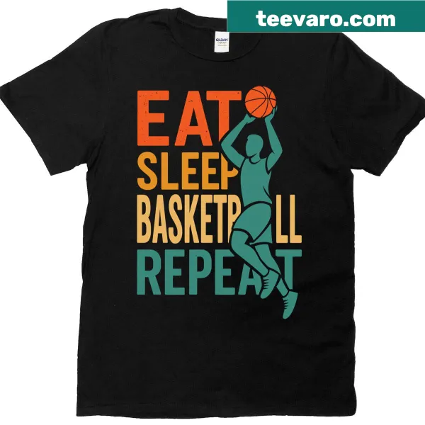 Text graphic reading "Eat Sleep Basketball Repeat"