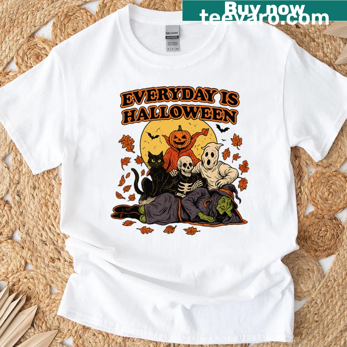 Retro Halloween-themed graphic on a T-shirt — on a men's t-shirt