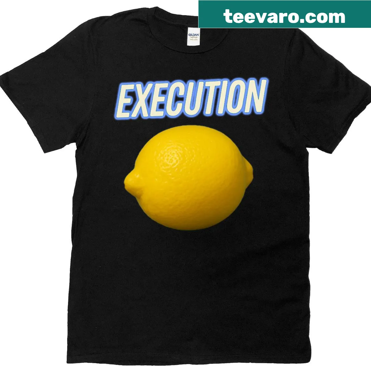 Oversized T-shirt with humorous Execution Lemon graphic — on a men's t-shirt
