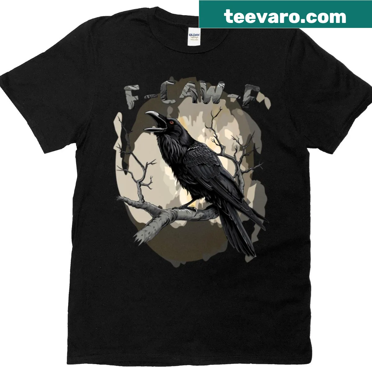 Gothic design featuring the F-caw-f raven pun. — on a men's t-shirt