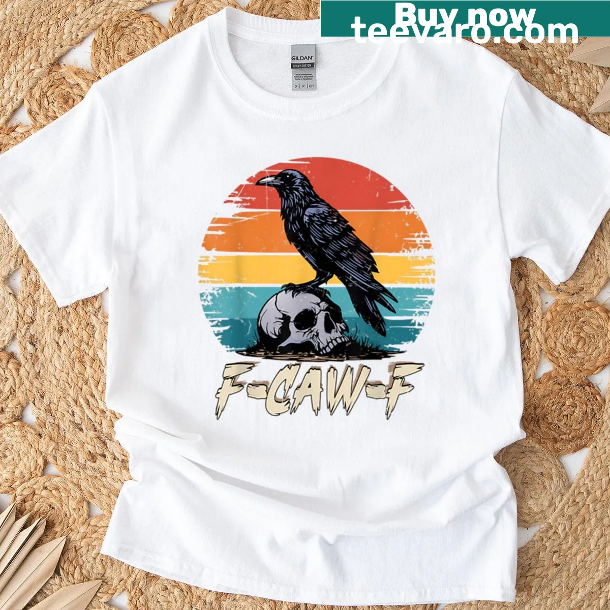 Funny gothic t-shirt featuring a raven and humorous text — on a men's t-shirt