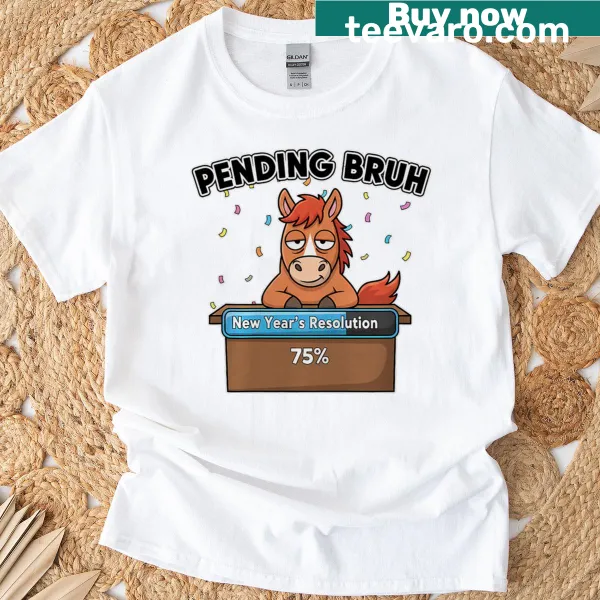 Funny New Year T-shirt with cartoon fire horse and text