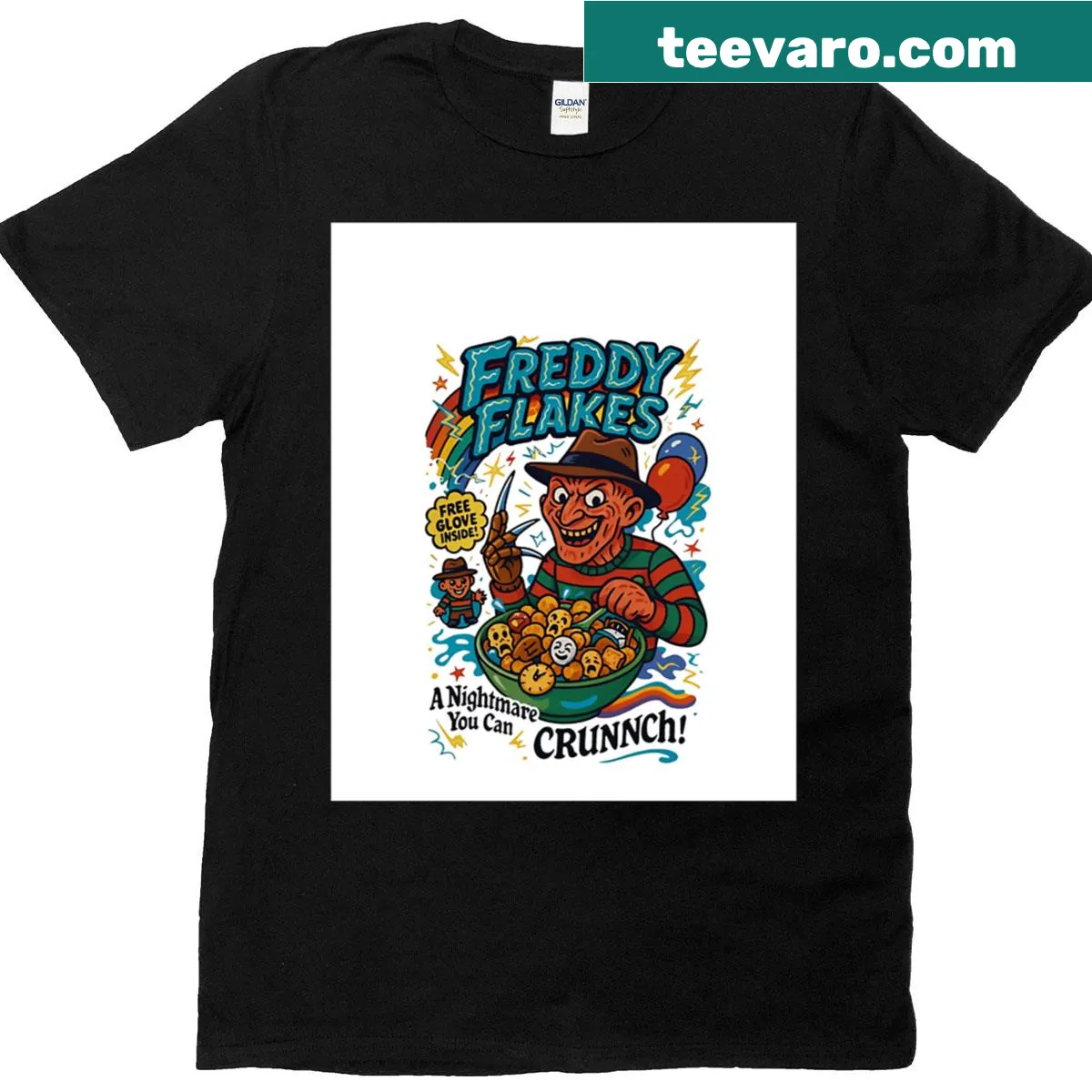 Retro Halloween graphic t-shirt with funny horror character designs — on a men's t-shirt