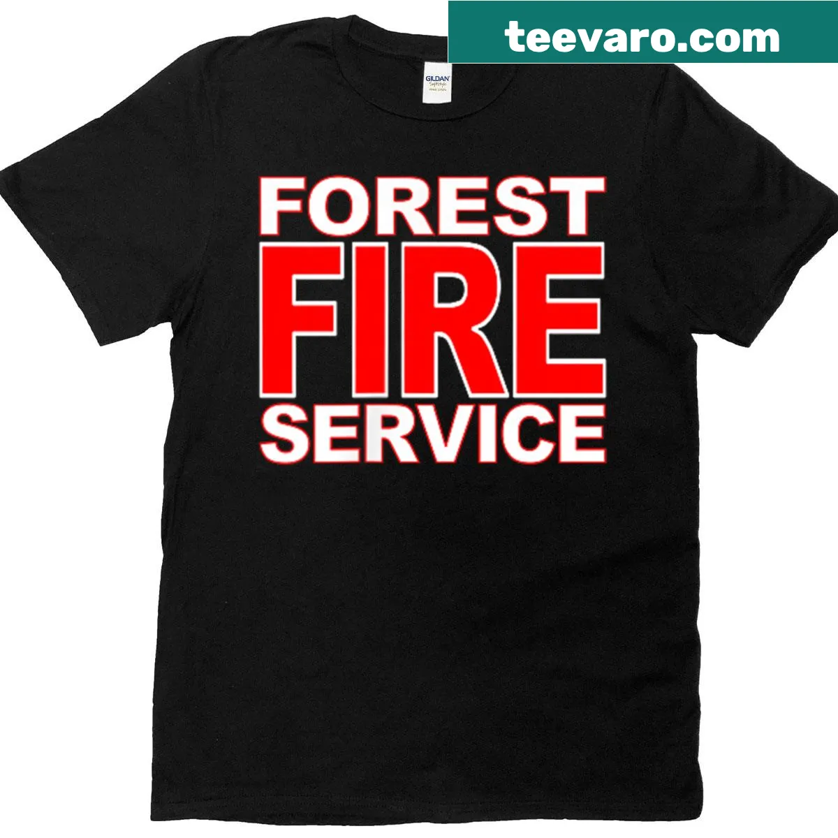 Firefighter T-shirt featuring a wildland firefighter battling flames — on a men's t-shirt