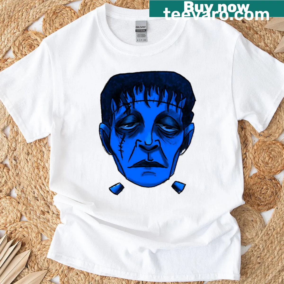 Illustrative t-shirt featuring Frankenstein's Monster design — on a men's t-shirt