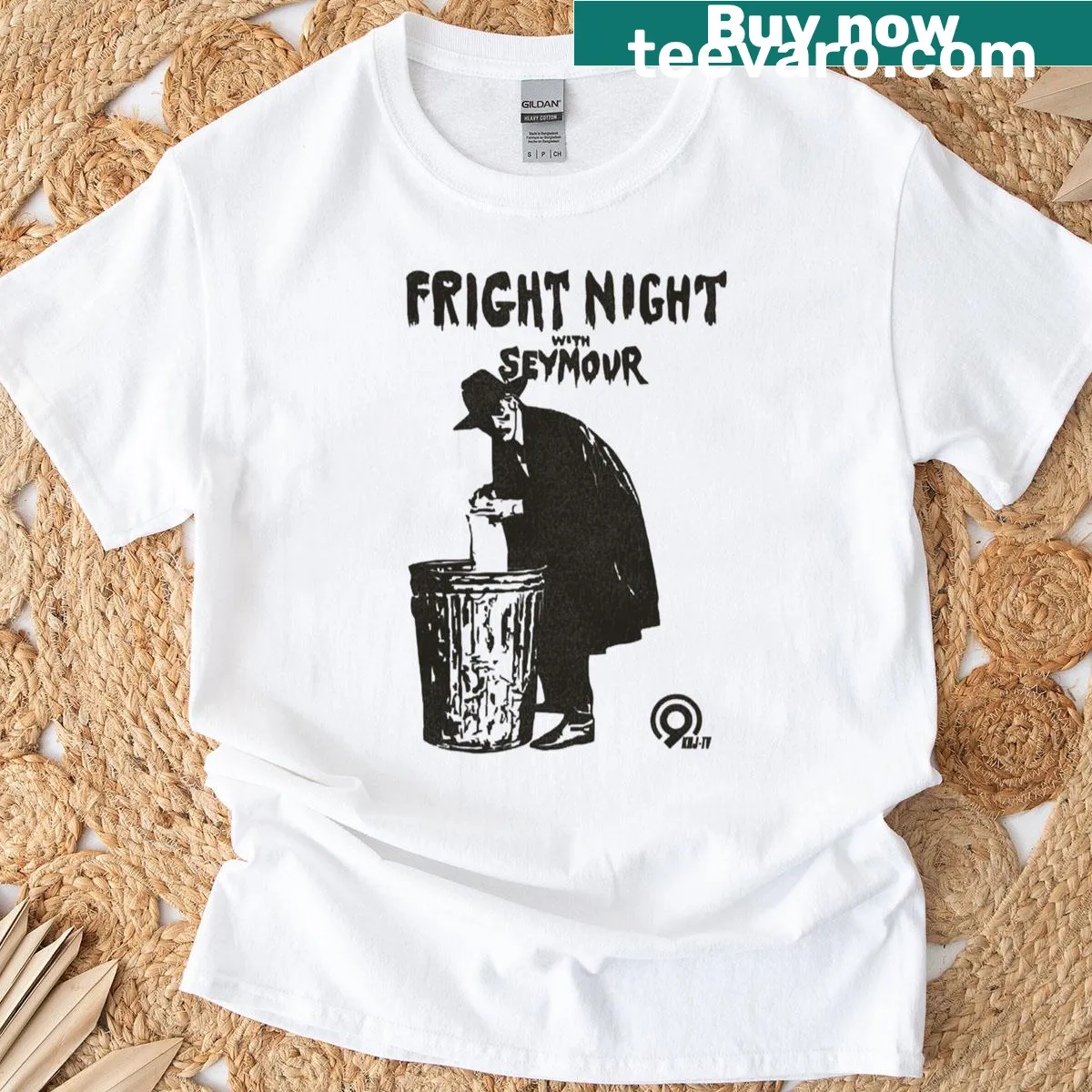 Fright Night With Seymour spooky T-shirt — on a men's t-shirt