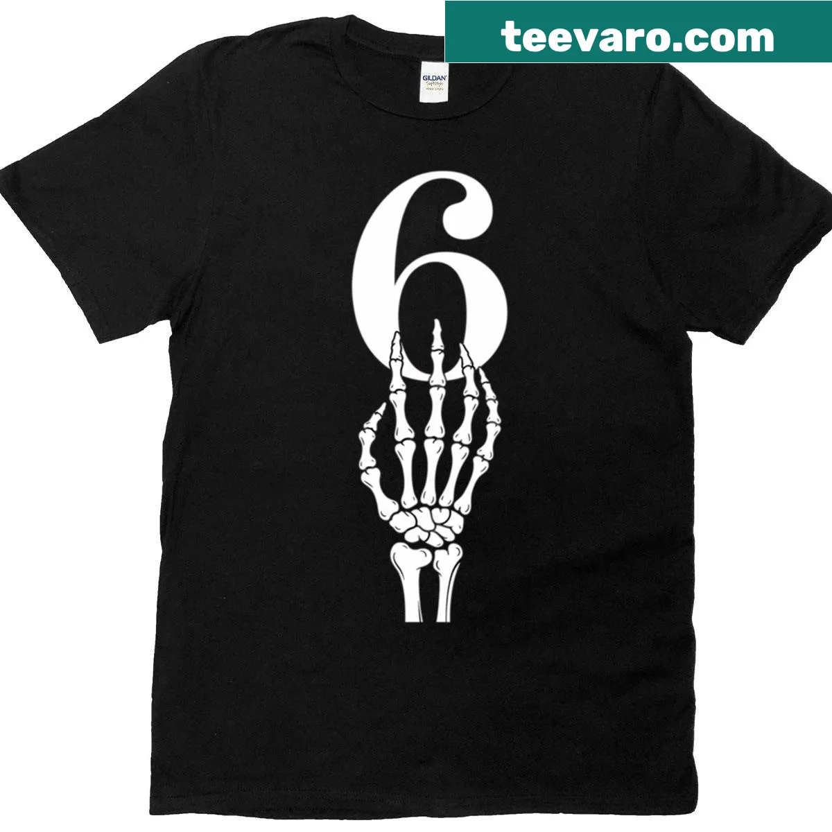 Matching couples Halloween T-shirt featuring a six and seven meme — on a men's t-shirt