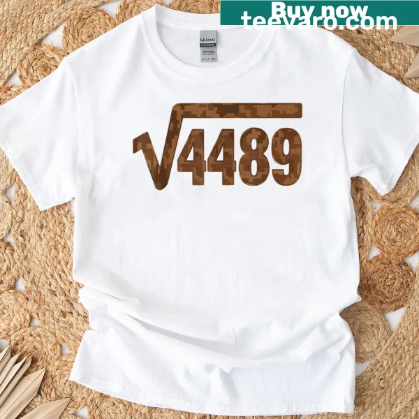Camo design featuring the square root of 67 on a nerdy t-shirt