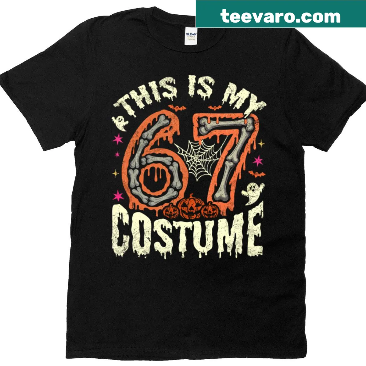 Funny Halloween-themed graphic for a 67th birthday — on a men's t-shirt