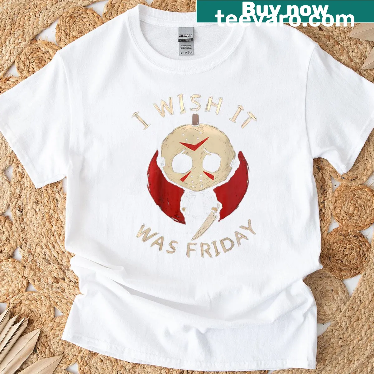 Halloween themed T-shirt with funny text about wishing it was Friday — on a men's t-shirt