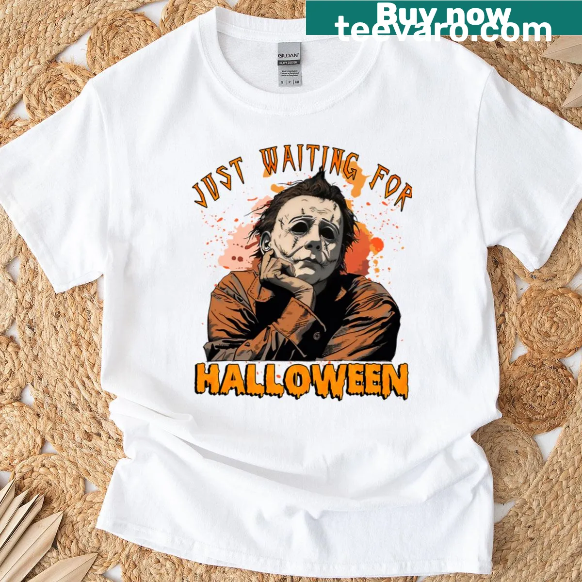 Retro Halloween shirt with horror character design for kids and adults — on a men's t-shirt