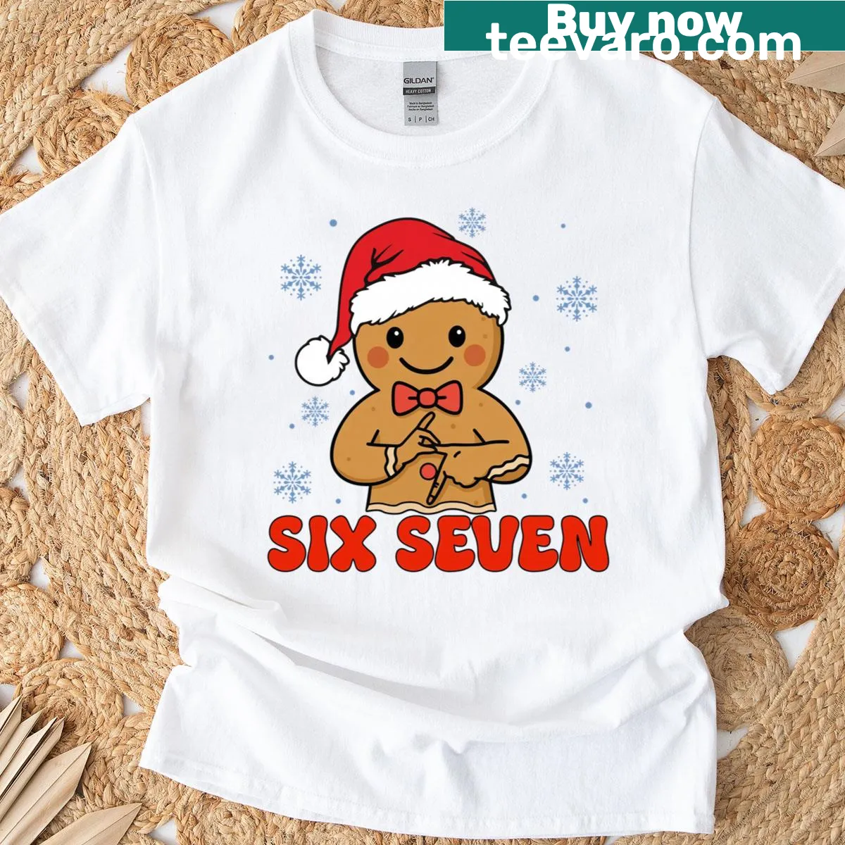 Festive gingerbread cookie design on Christmas t-shirt — on a men's t-shirt