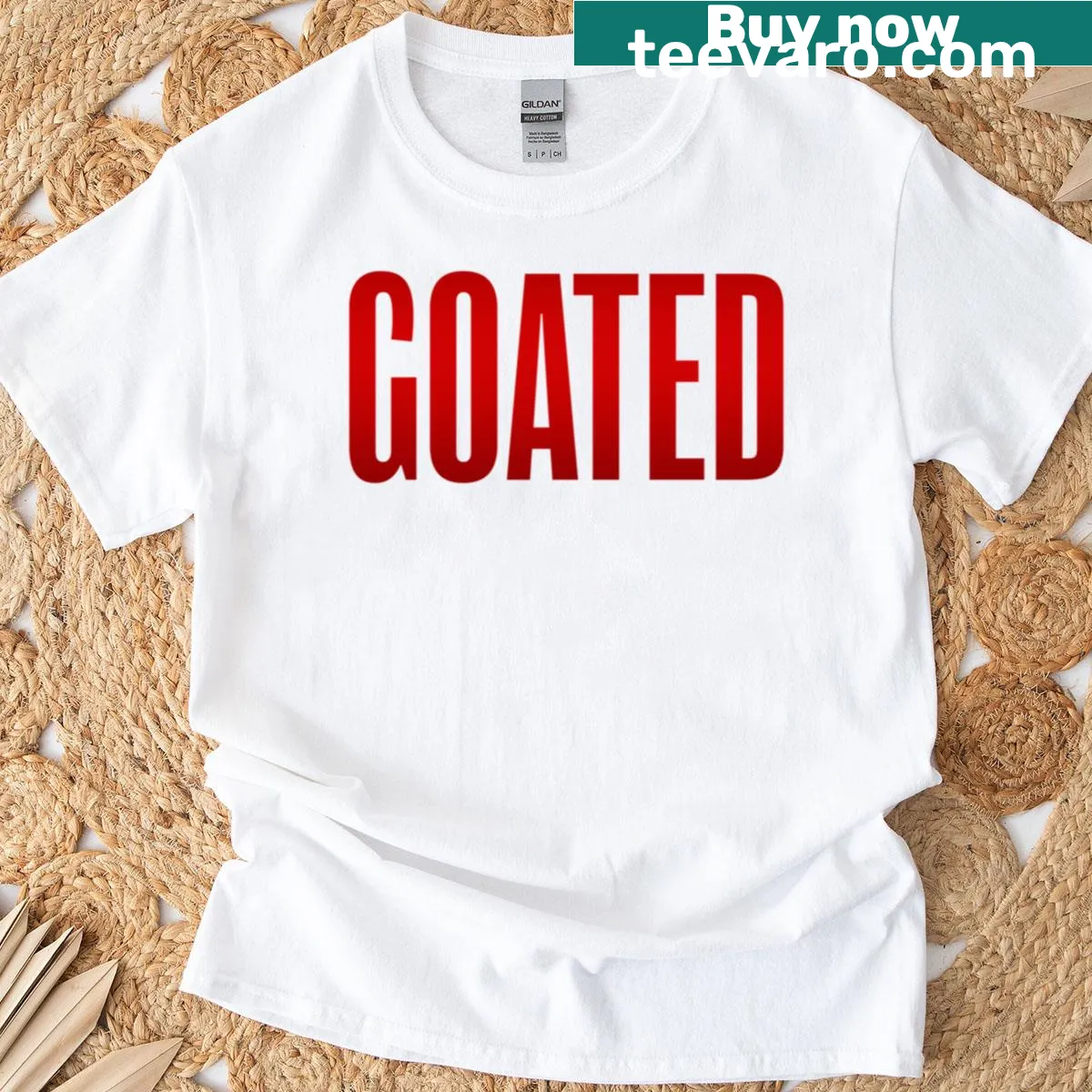 Oversized T-shirt featuring playful 'Goated' graphic design — on a men's t-shirt