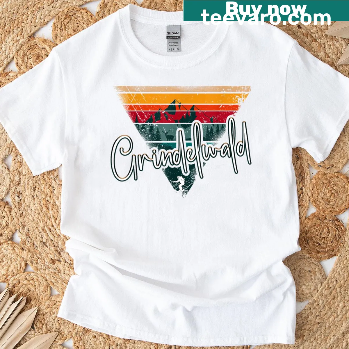 Grindelwald Swiss Alps illustration on a souvenir t-shirt — on a men's t-shirt