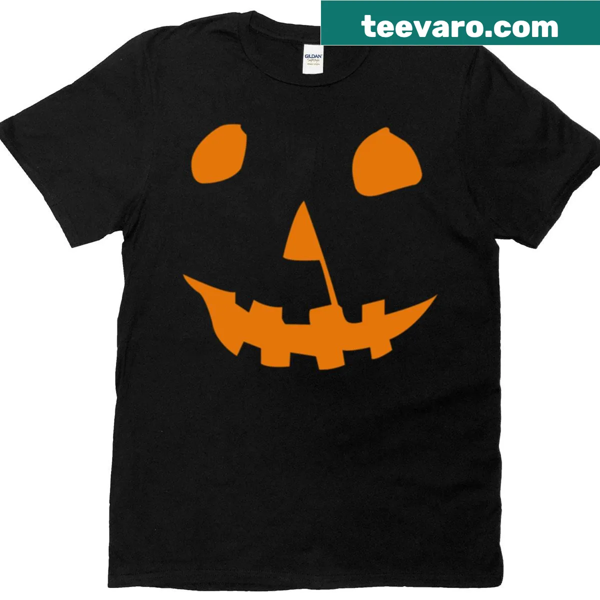Vintage-style t-shirt with a jack-o'-lantern design for Halloween. — on a men's t-shirt