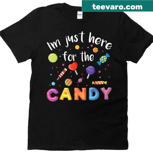 Cartoon Halloween candy corn and lollipop graphic t-shirt