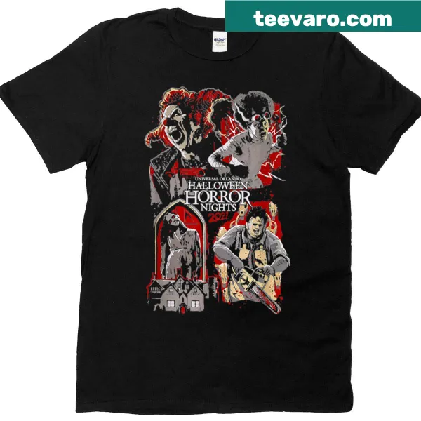 Illustrative Halloween scene on a festive tee for Halloween night