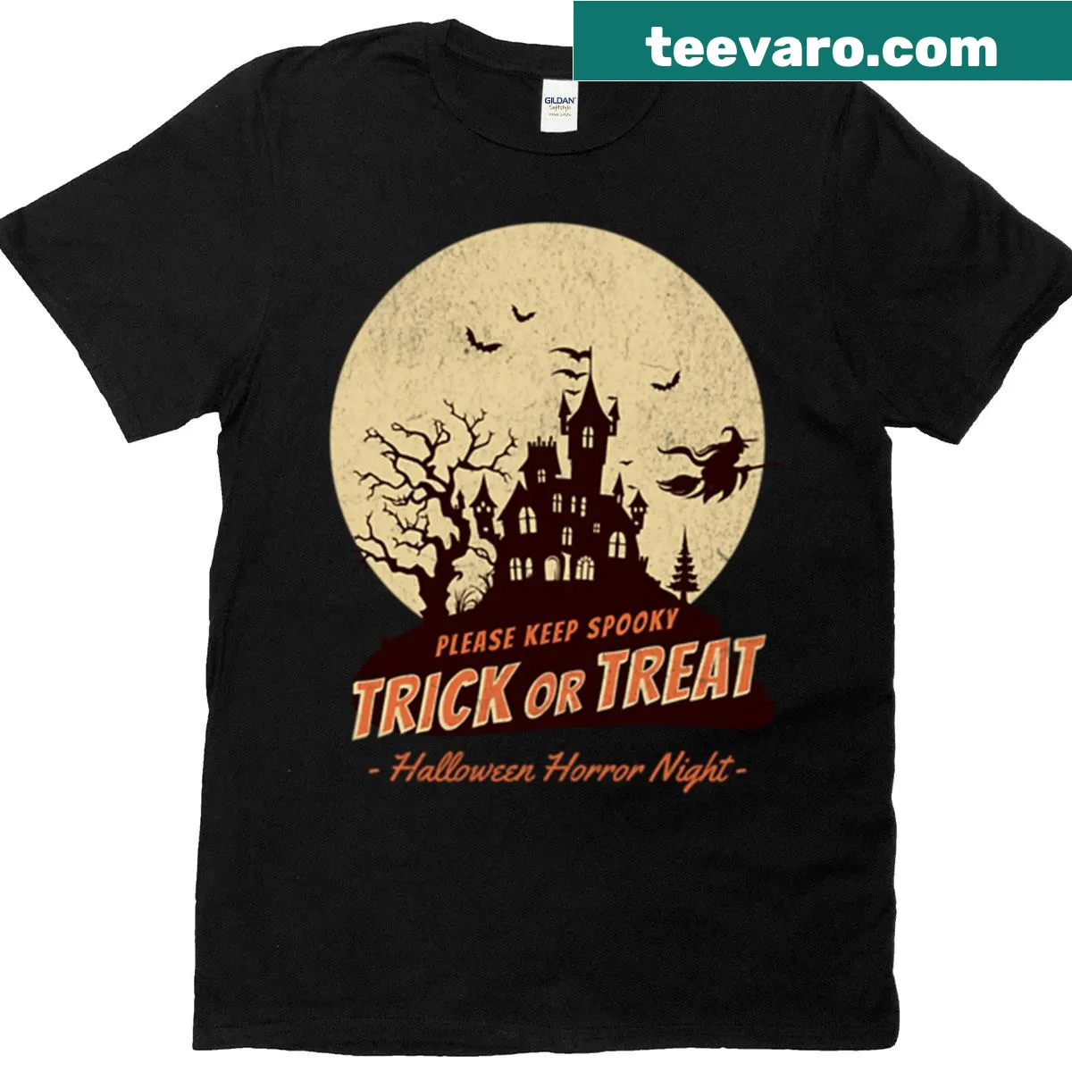 Striking Halloween Horror Night t-shirt with bold graphic design. — on a men's t-shirt