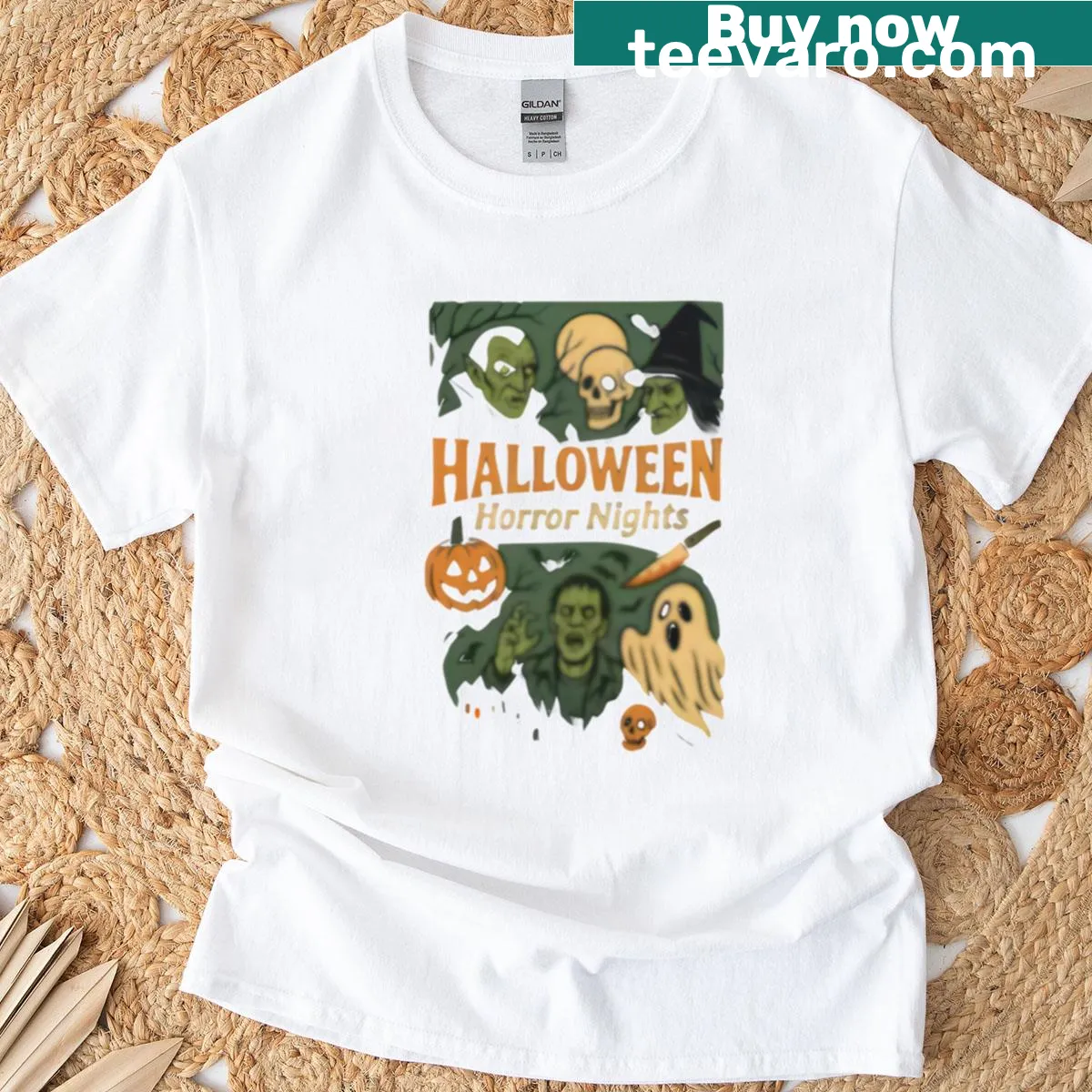 Halloween Horror Nights themed t-shirt — on a men's t-shirt