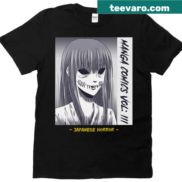 Oversized Halloween T-shirt featuring Japanese horror-themed graphics