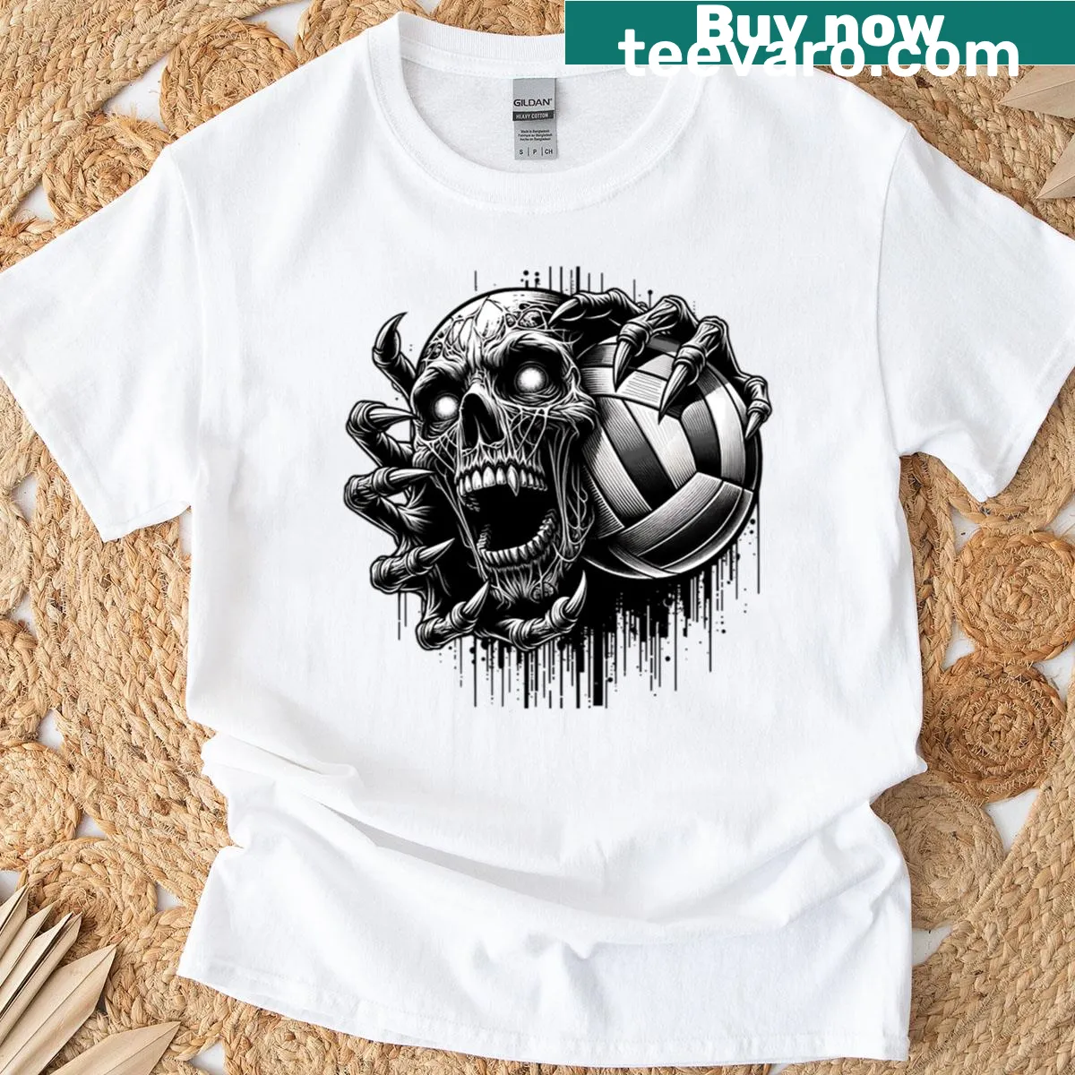Halloween themed volleyball design on a t-shirt — on a men's t-shirt