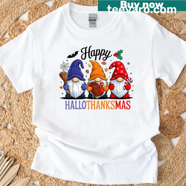 Charming gnome design T-shirt for Hallothanksmas
