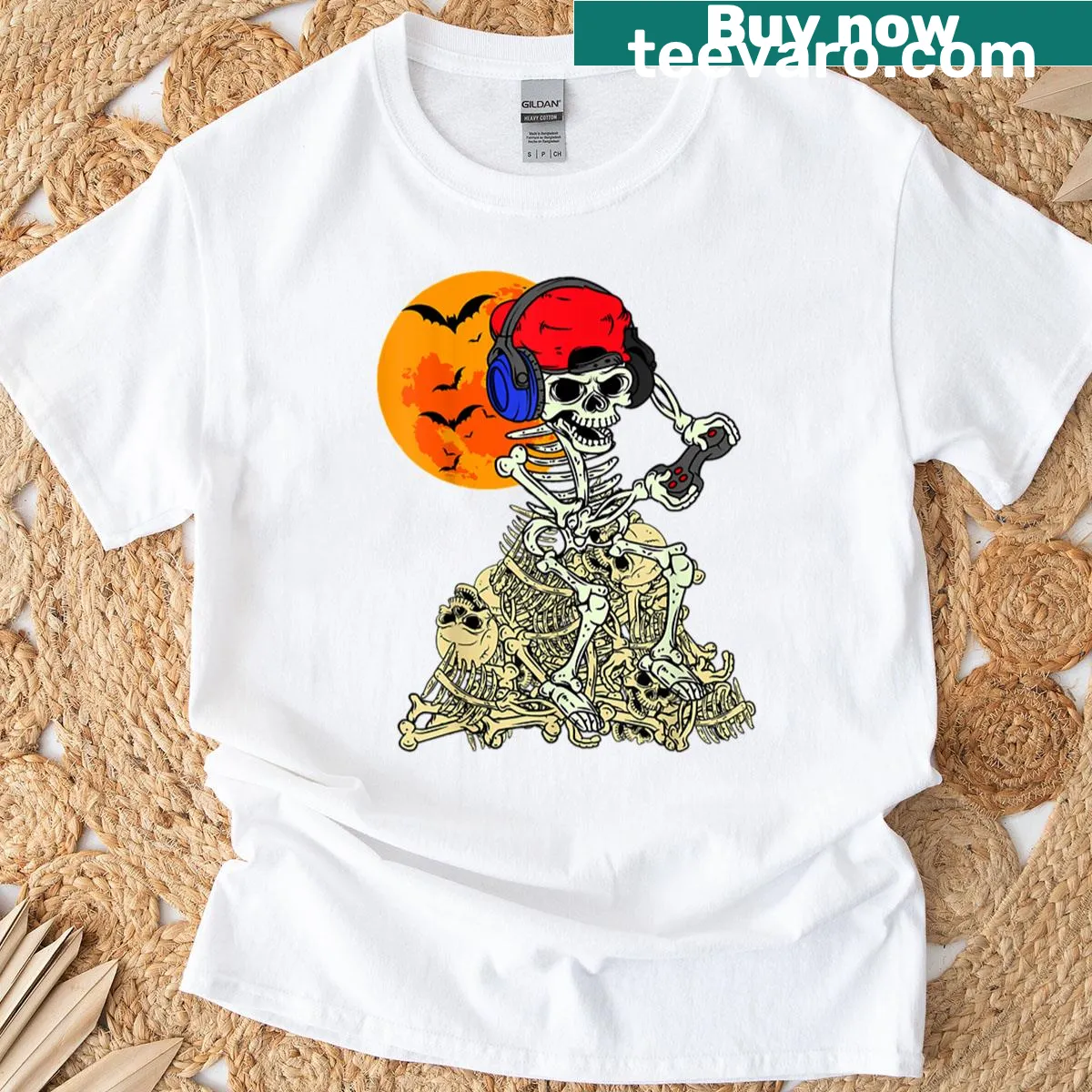 Funny Halloween T-shirt featuring a playful skull design — on a men's t-shirt