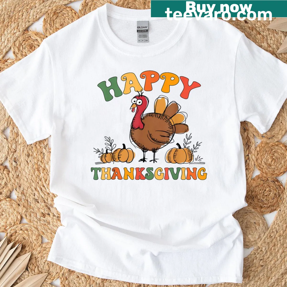 Thanksgiving T-shirt featuring a charming turkey graphic for family gatherings — on a men's t-shirt