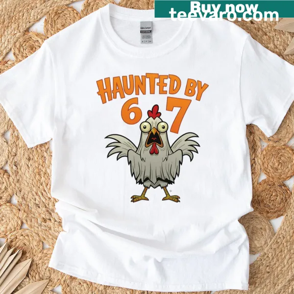 Oversized Halloween tee with humorous chicken meme graphic