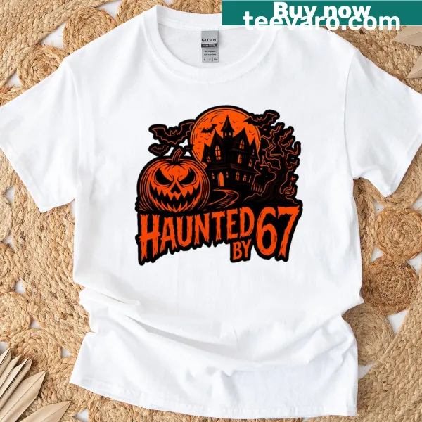 Halloween-themed oversized t-shirt featuring the 67 Halloween meme.