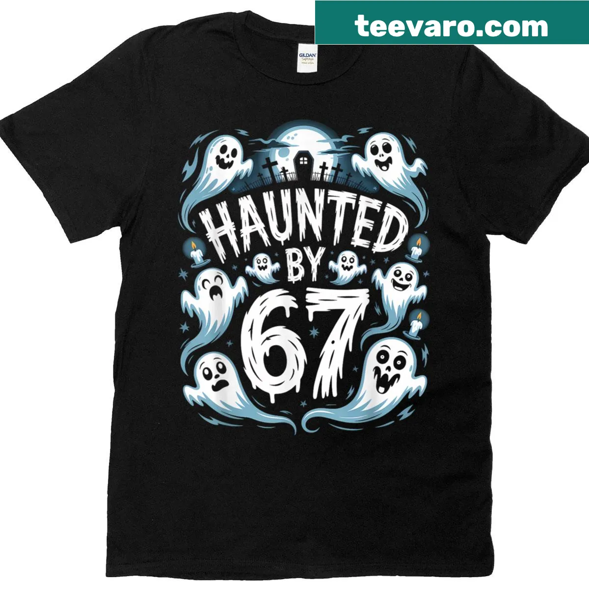Cute ghost design with meme reference on a Halloween T-shirt — on a men's t-shirt