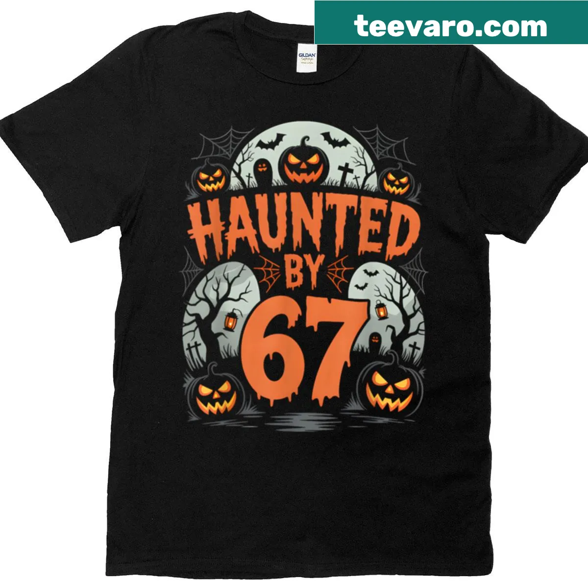 Playful pumpkin graphic T-shirt featuring Halloween memes — on a men's t-shirt