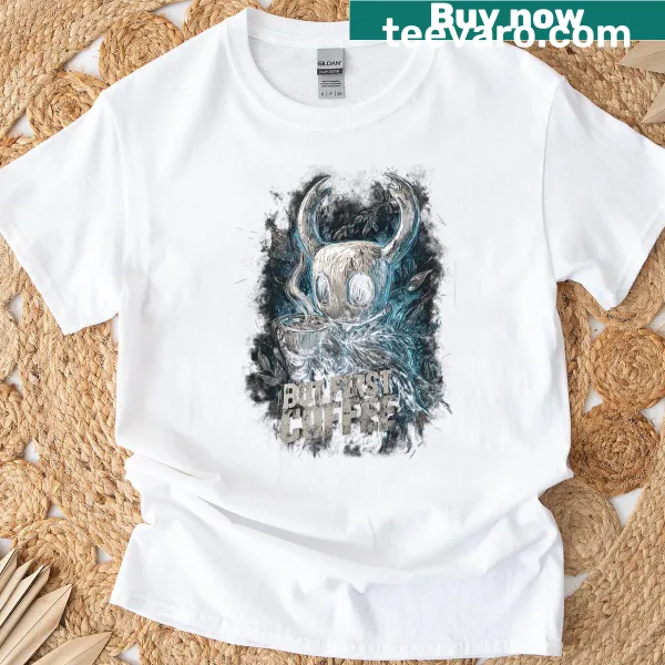 Playful T-shirt for Hollow Knight fans featuring coffee theme