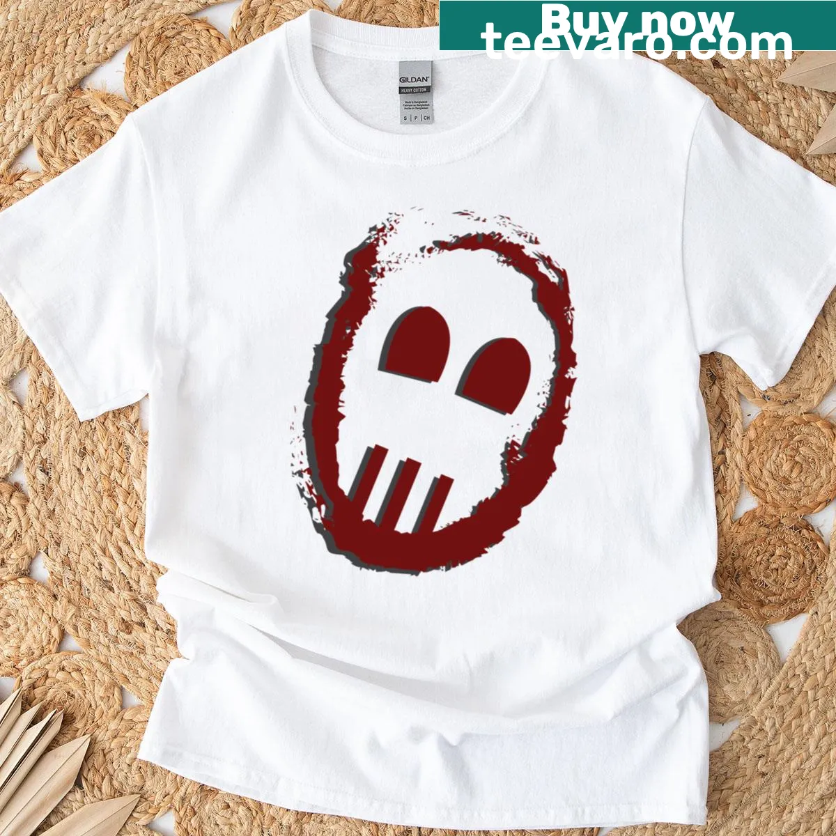Horror-themed T-shirt featuring spooky graphic elements — on a men's t-shirt