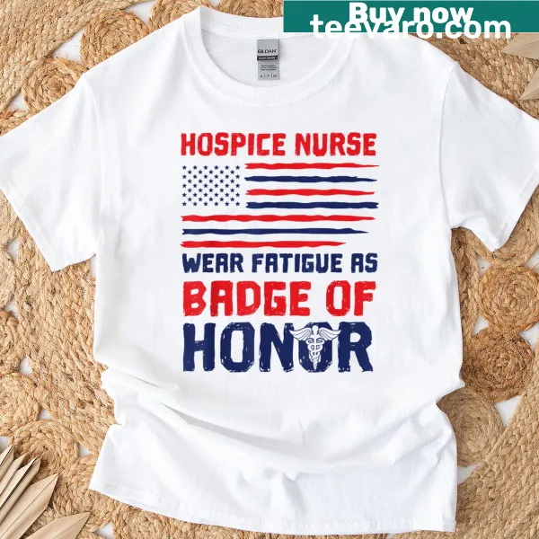 CNA American flag graphic on a t-shirt for hospice nurses
