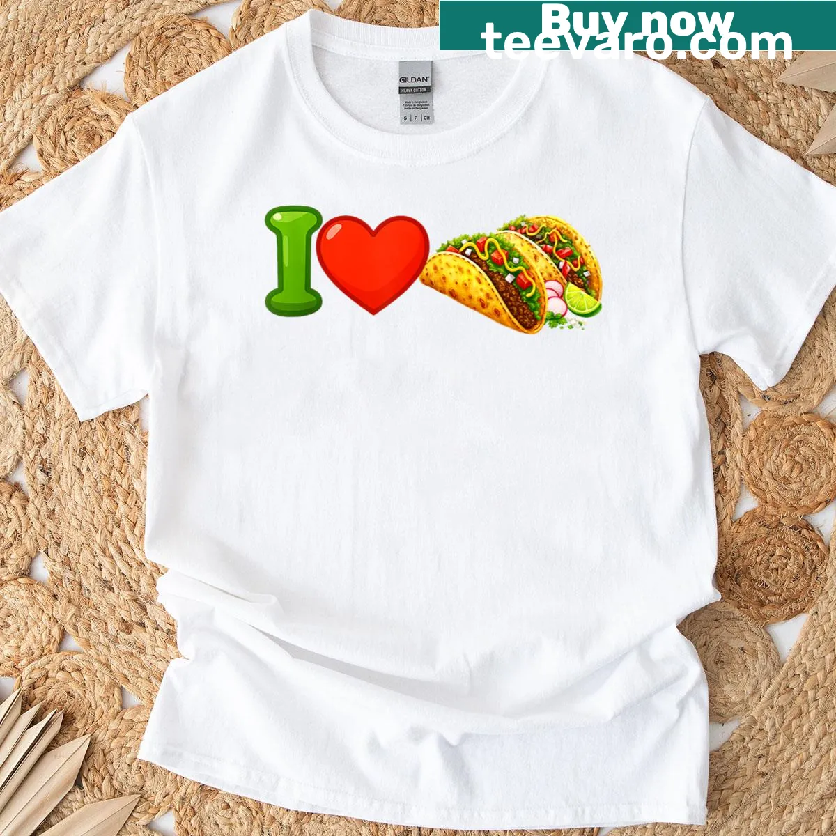 T-shirt with the phrase 'I Love Tacos' for food enthusiasts — on a men's t-shirt