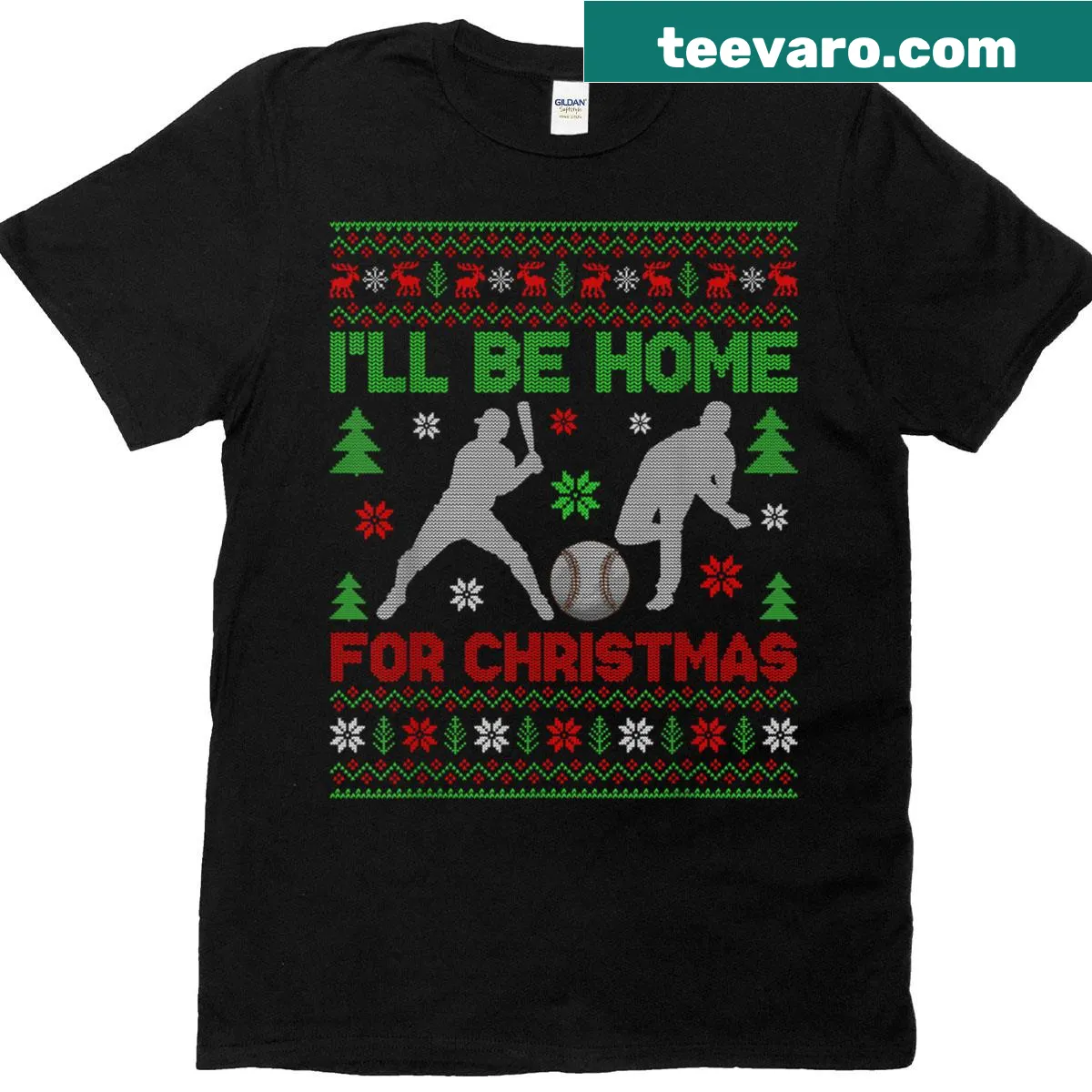 Funny Christmas baseball shirt with holiday phrase — on a men's t-shirt