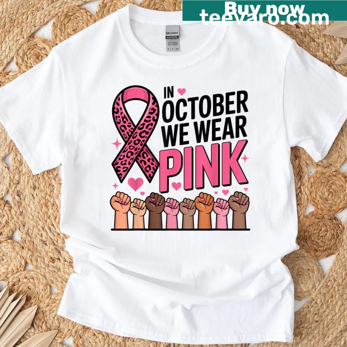 Breast cancer awareness t-shirt — on a men's t-shirt