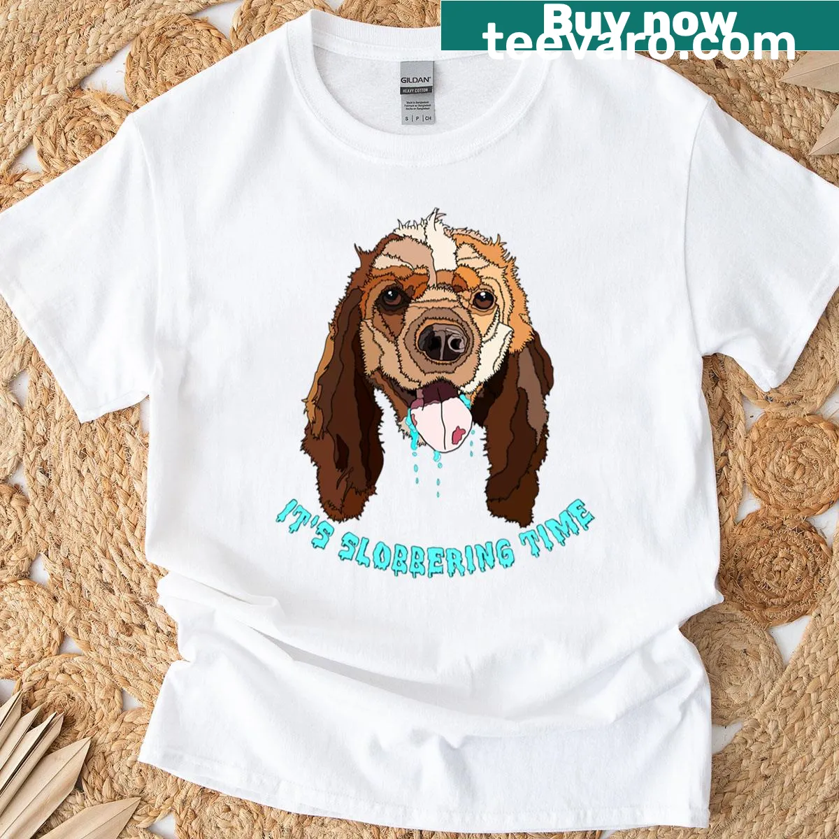 T-shirt with the phrase 'It's Slobbering Time' for Cocker Spaniel lovers — on a men's t-shirt
